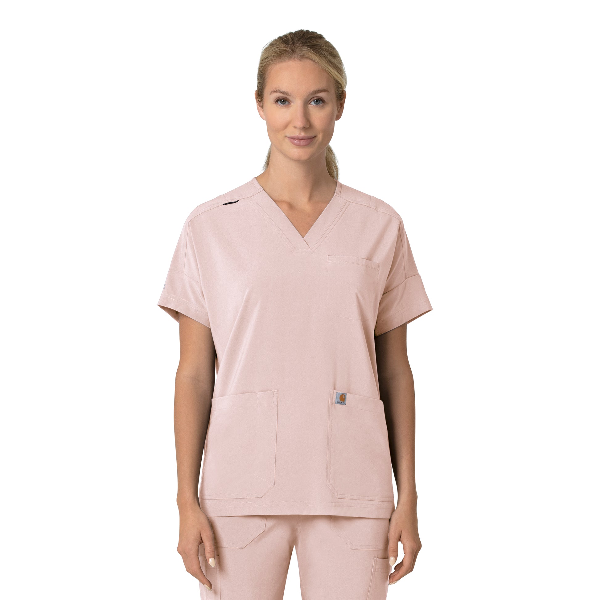 Force Cross-Flex C13110 Women's Oversized V-Neck Scrub Top Soft Rose