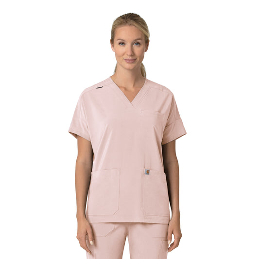 Force Cross-Flex C13110 Women's Oversized V-Neck Scrub Top Soft Rose
