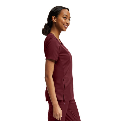 VIBE WT119 Women's 2 Pocket V Neck Scrub Top Wine Image