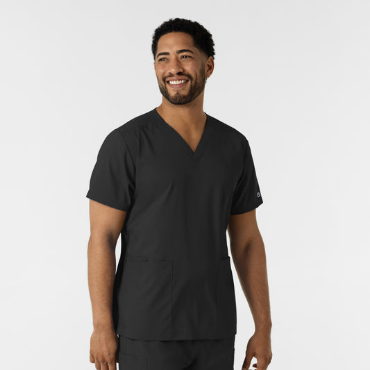 Boundless 6051 Unisex V-Neck Scrub Top Black Model Image Right Side | Wink