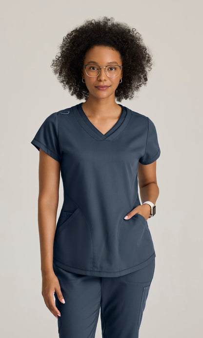 Grey's Anatomy GRT261 Evelyn Scrub Top Steel