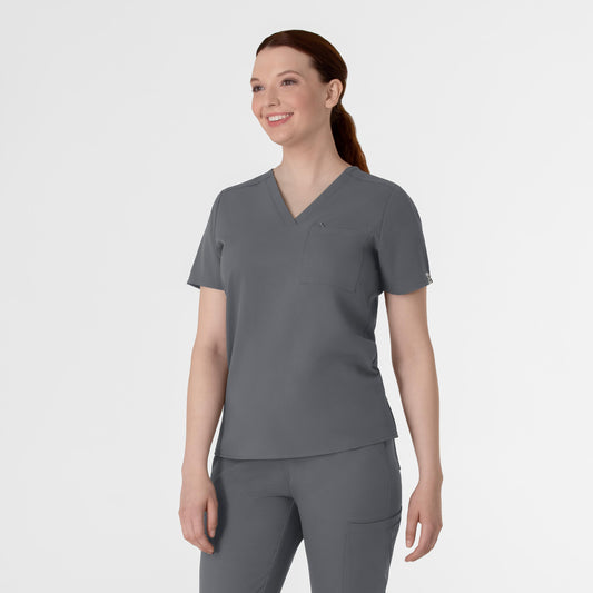 Thrive 6222 V-Neck Tuck-In Scrub Top Pewter Model Image Right Side | Wink