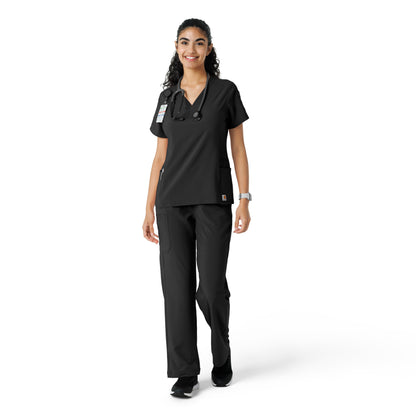 Force Cross-Flex C13310 Knit Panel Scrub Top Black Model Image Front | Carhartt