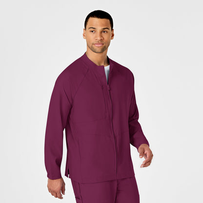 W123 8355 Men's Zip Front Warm Up Jacket Wine Model Image Right Side | Wink