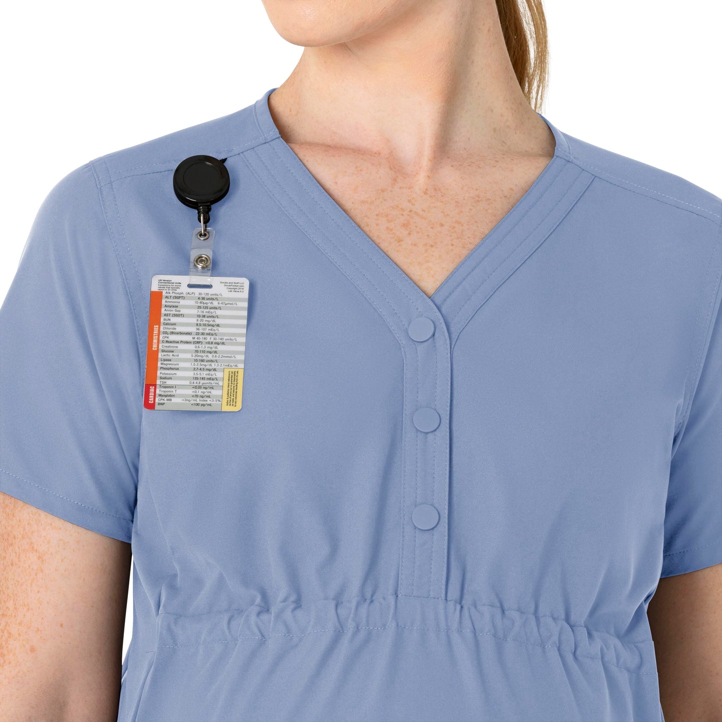 Force Essentials C14113 Henley Maternity Scrub Top Ceil Blue Model Image Alternate | Carhartt