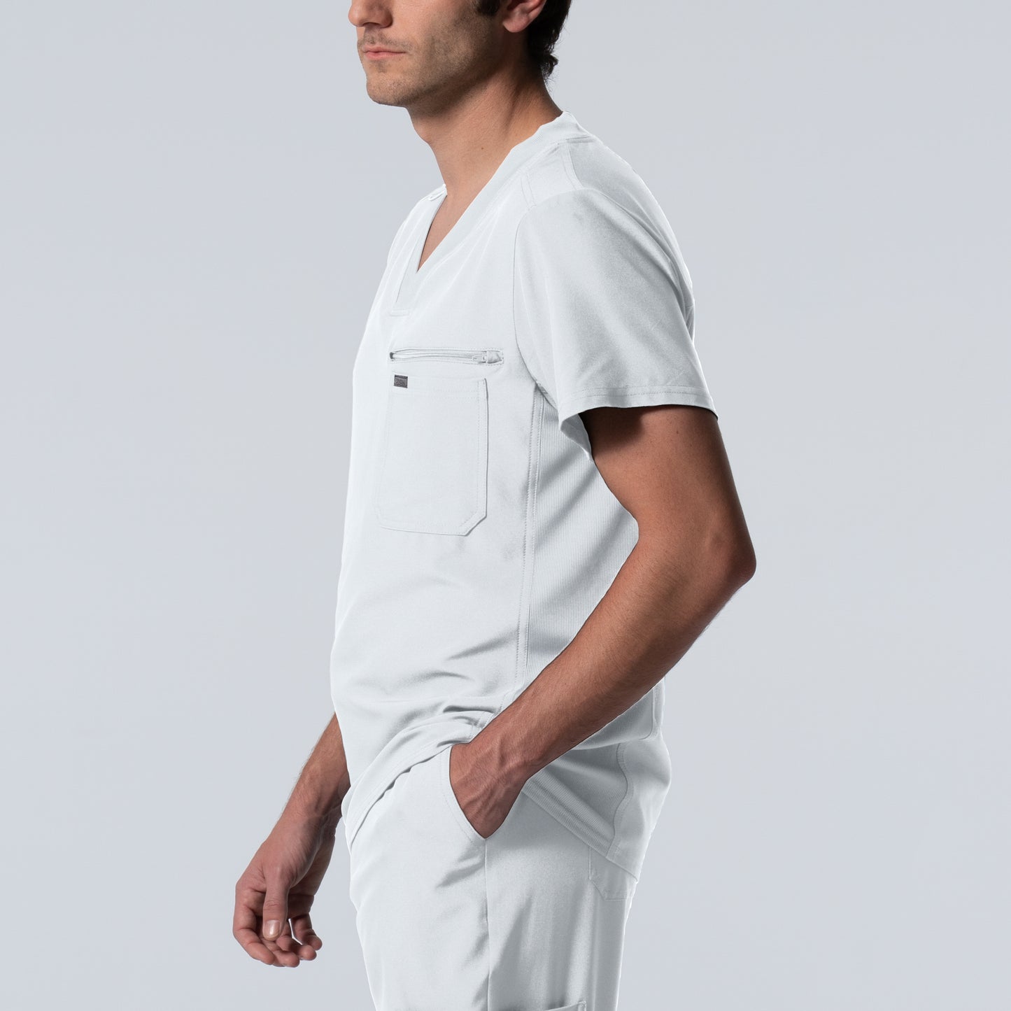 Forward LT111 Men's 2 Pocket V Neck Scrub Top White Image