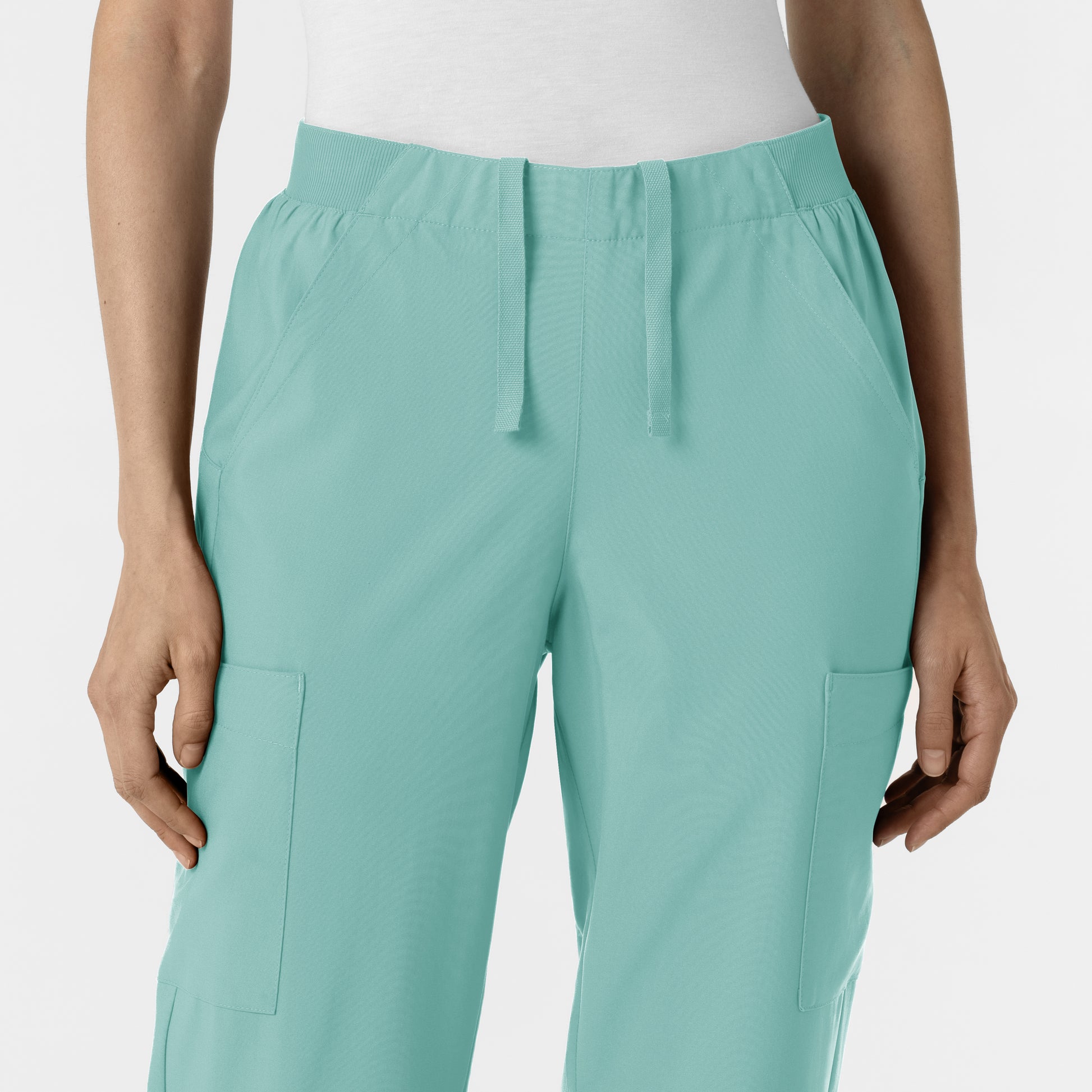 W123 5145 Cargo Utility Scrub Pants Turquoise Model Image Left Side | Wink