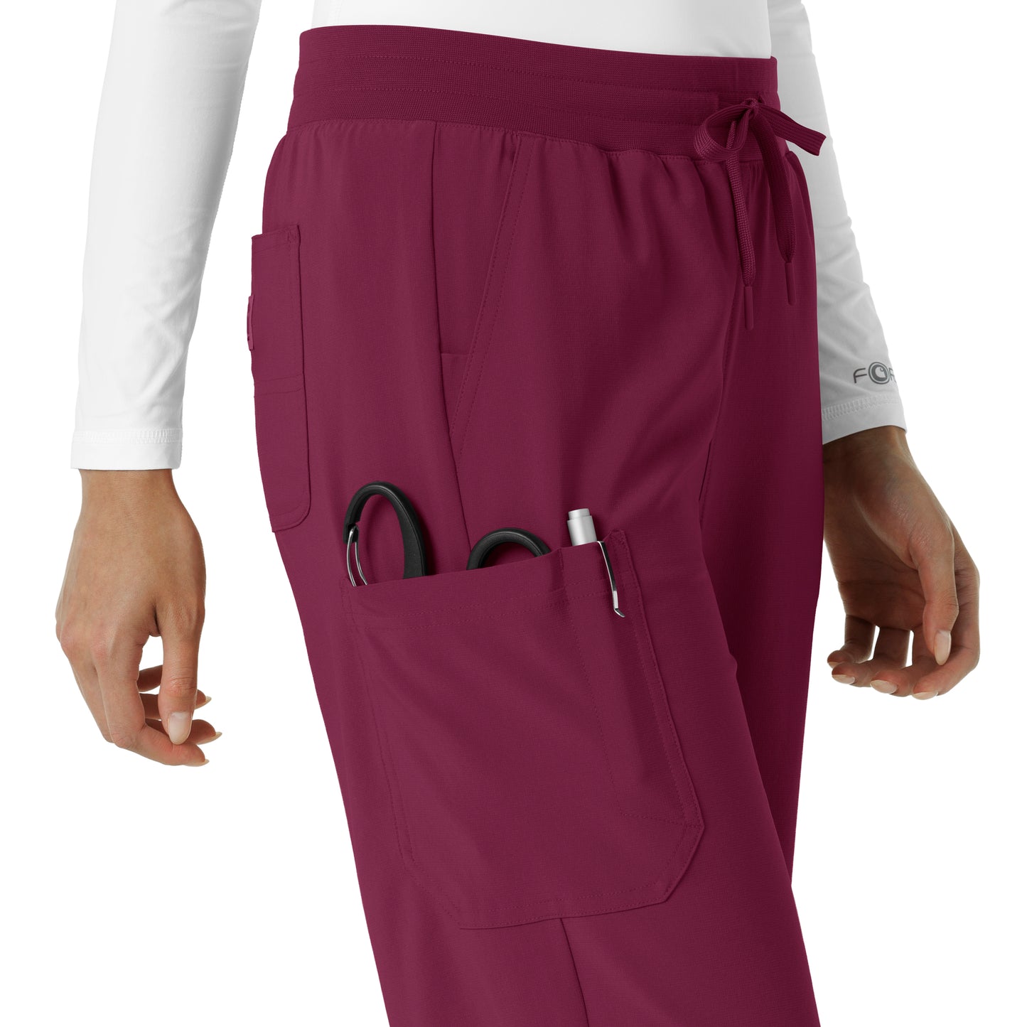 Force Cross-Flex C53310 Boot Cut Scrub Pant Wine Model Image Alternate | Carhartt