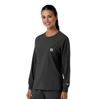 Force Cross-Flex C13610 Women's Crew Neck Long Sleeve Scrub Top Black