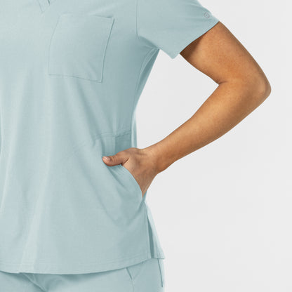 W123 6045 Flex-n-Reach V-Neck Scrub Top Sky Blue Model Image Alternate | Wink