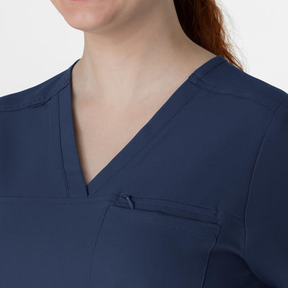 Thrive 6222 V-Neck Tuck-In Scrub Top Navy Model Image Left Side | Wink