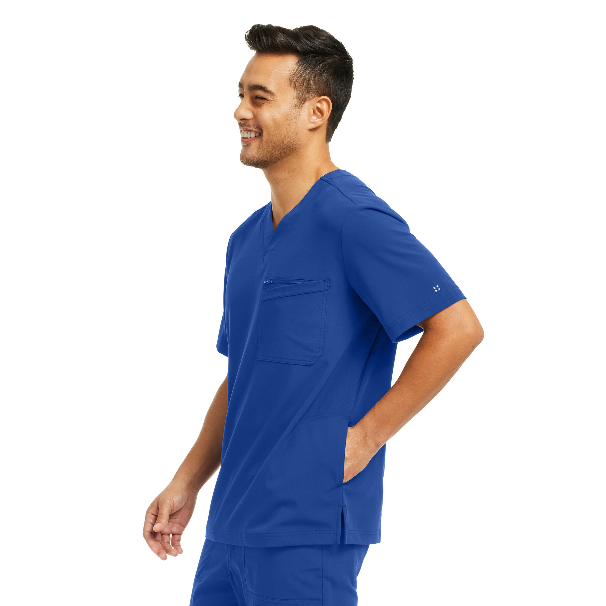 CRFT WT151 Men's 4 Pocket V Neck Scrub Top Royal Image