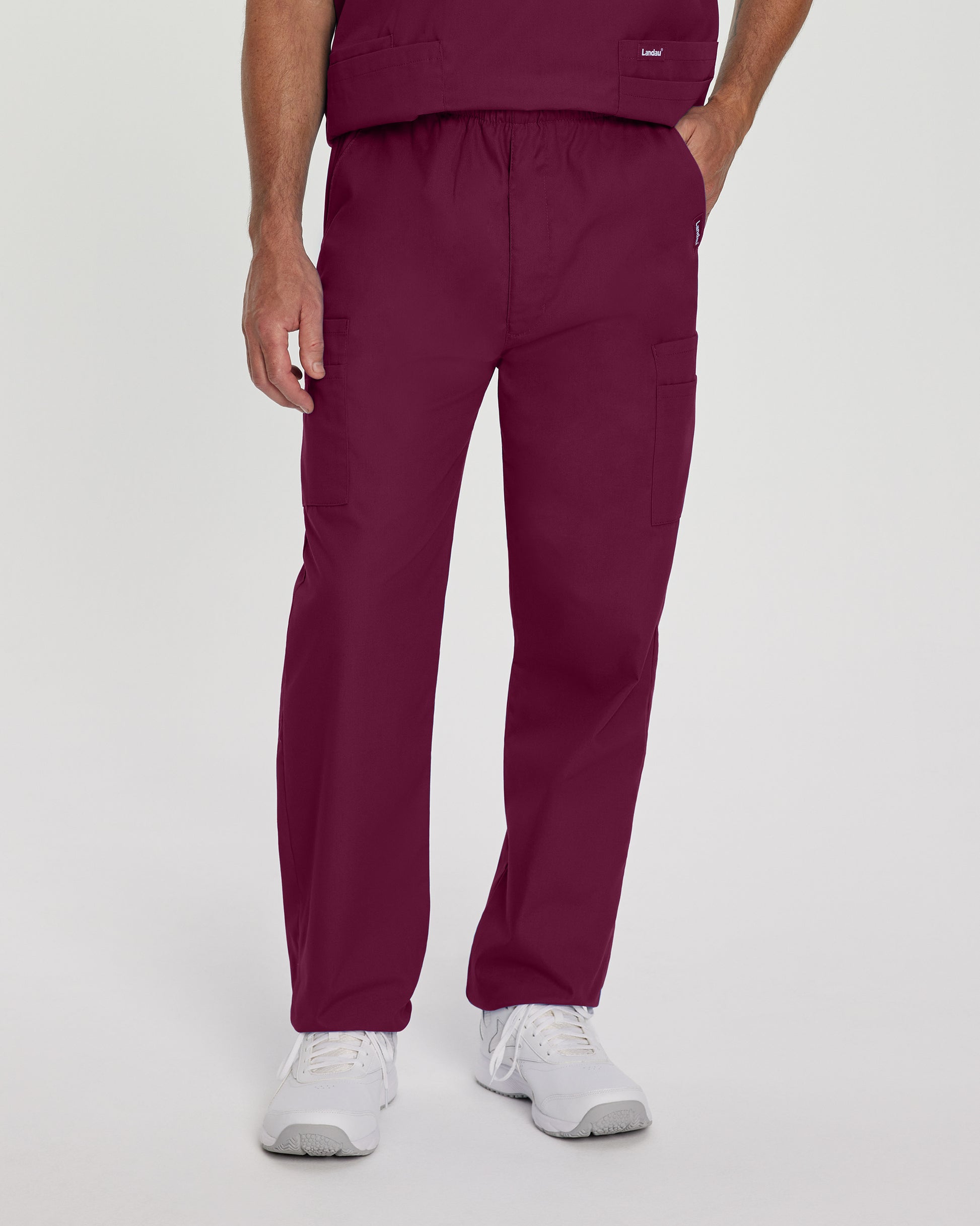 Essentials 8555 Men's Cargo Scrub Pants Wine Image