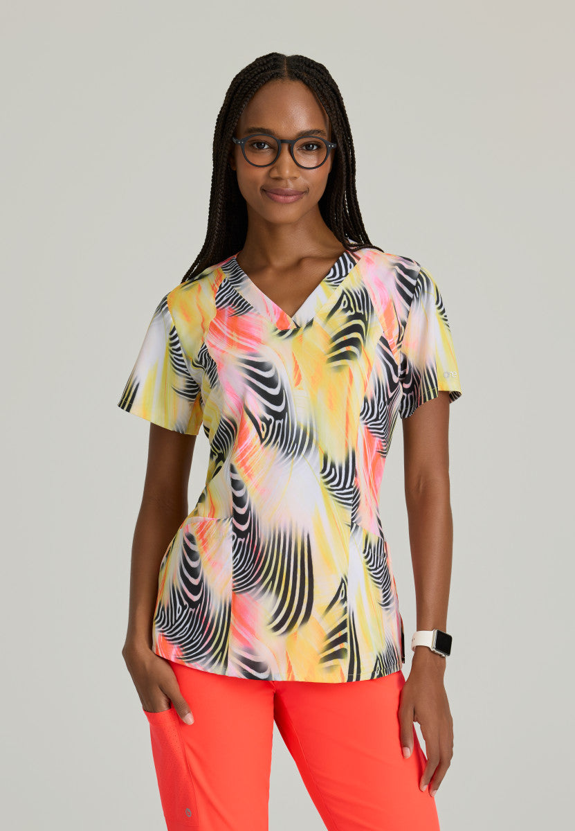 Barco One 5107 Thrive Print Scrub Top Zebra Brilliance