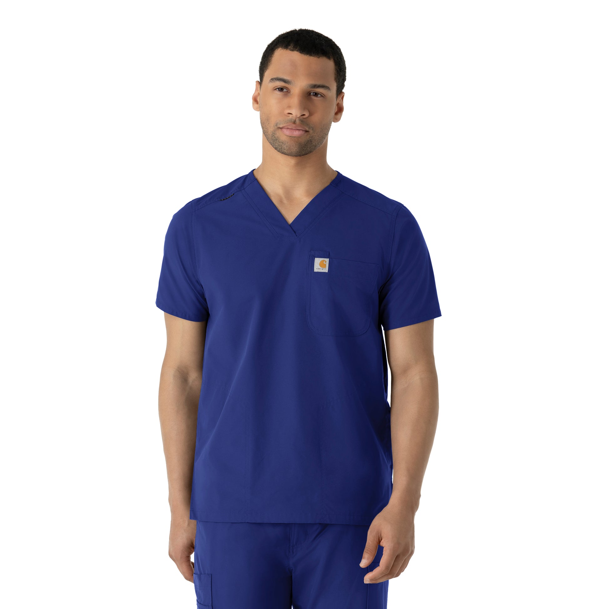 Force Essentials C16113 Men's V-Neck Shirttail Scrub Top Galaxy Blue