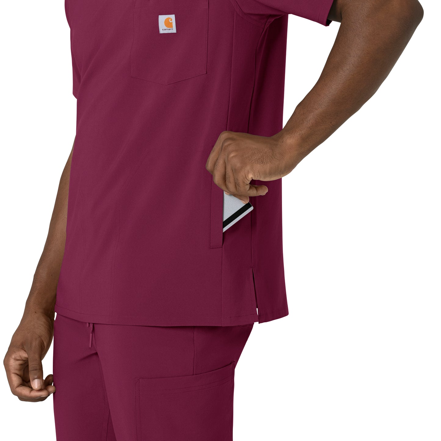 Force Cross-Flex C16410 Men's V-Neck Scrub Top Wine Model Image Alternate | Carhartt