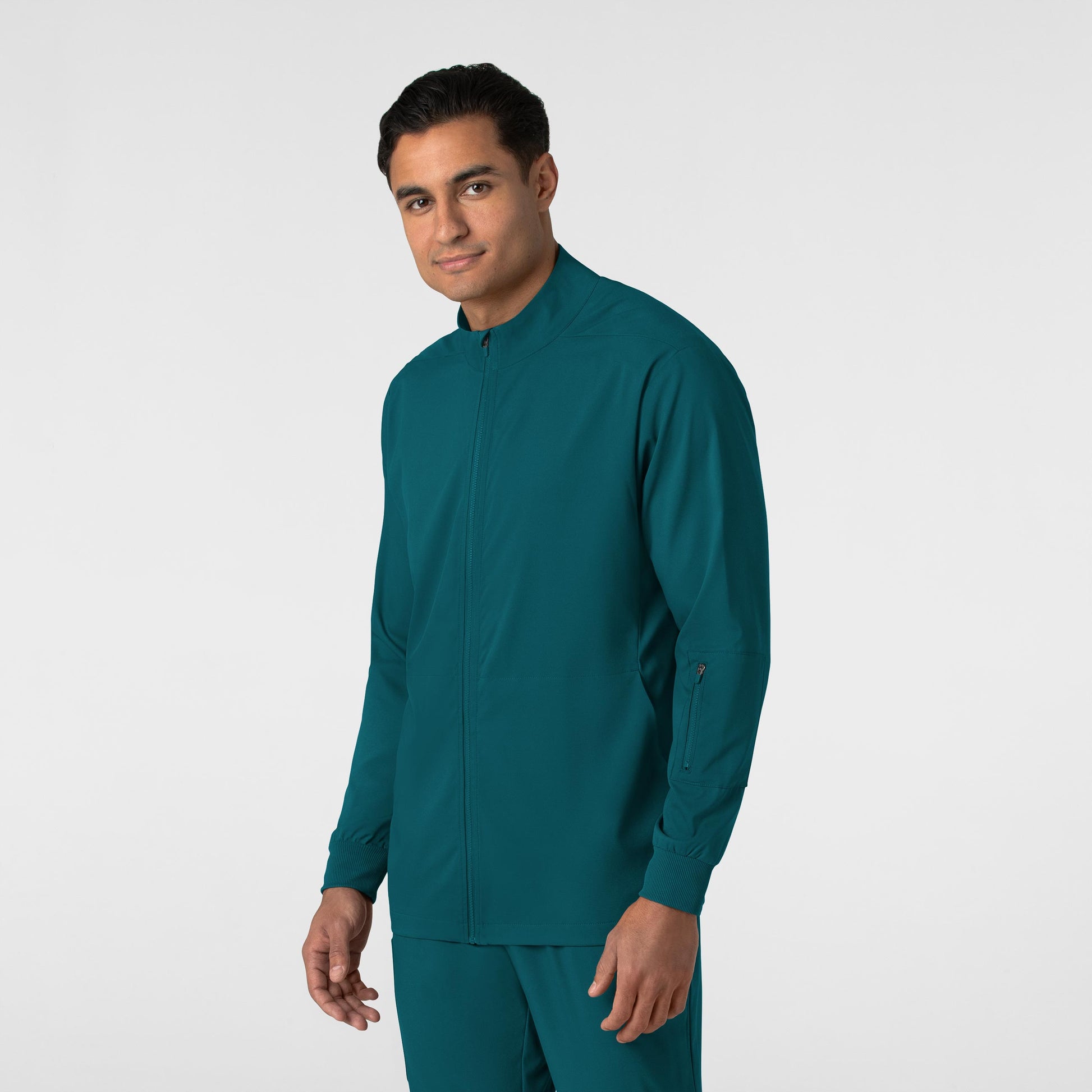 Boundless 8351 Men's Warm Up Scrub Jacket Caribbean Model Image Right Side | Wink