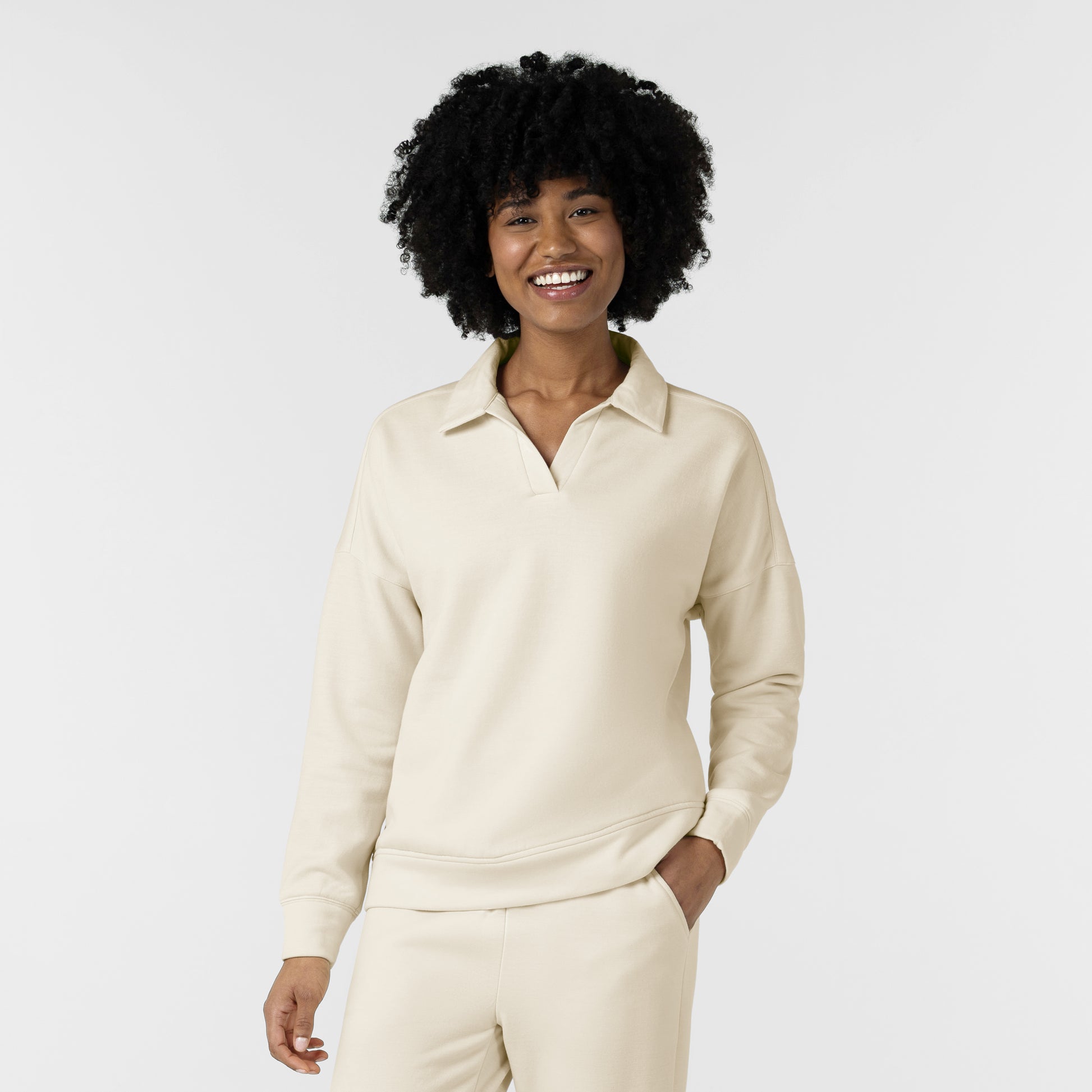 Unwind & Lounge 6189 Women's Relaxed Pullover Polo Birch
