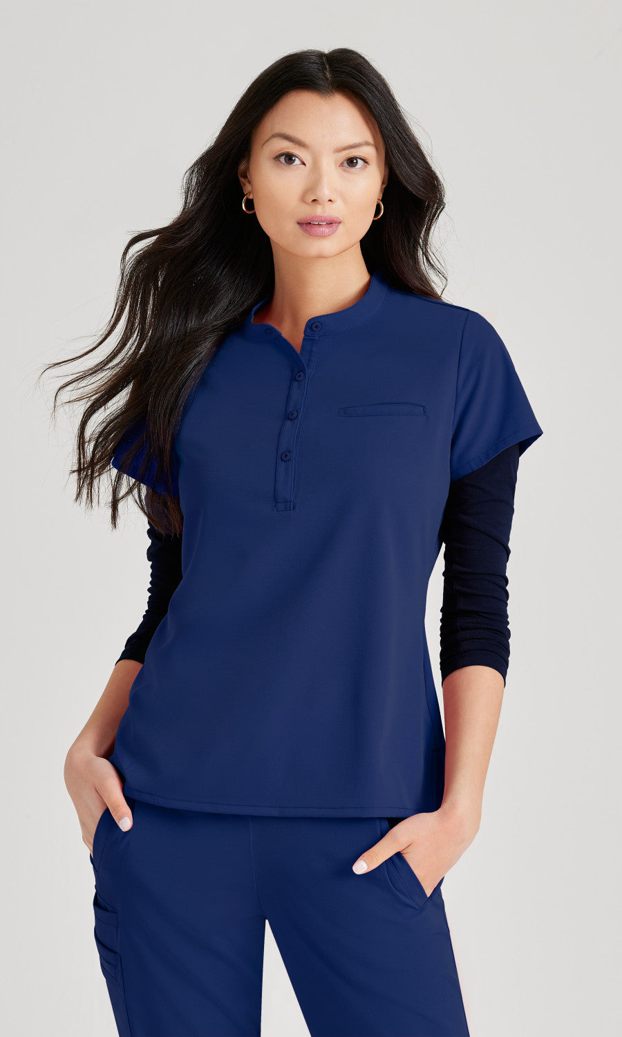 Barco Unify BUT163 Mission Scrub Top Indigo