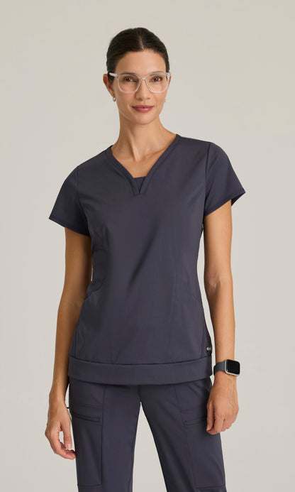 Grey's Anatomy Knits GRST250 Motivate Knit Scrub Top Steel