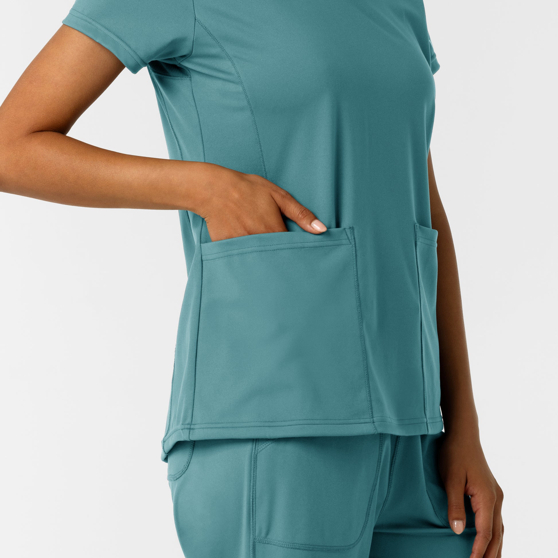 RENEW Knit 6559 Women's 2-Pocket Scrub Top Vintage Teal