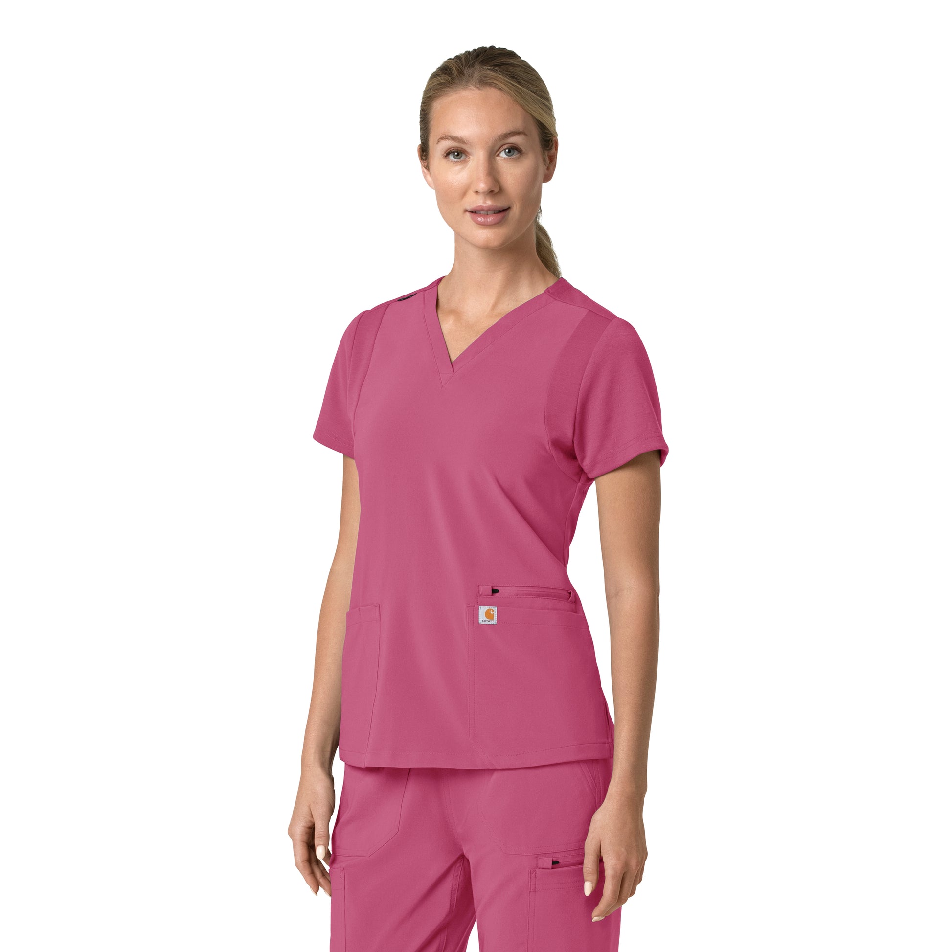 Force Cross-Flex C13210 Women's Flex Panel V-Neck Scrub Top Electric Fuschia
