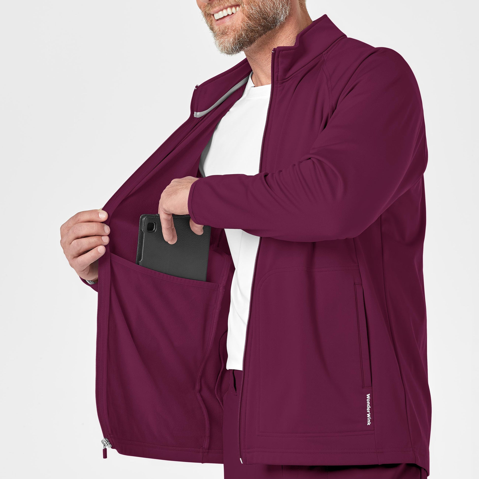 Layers 8309 Men's Fleece Full Zip Jacket Wine Model Image Alternate | Wink