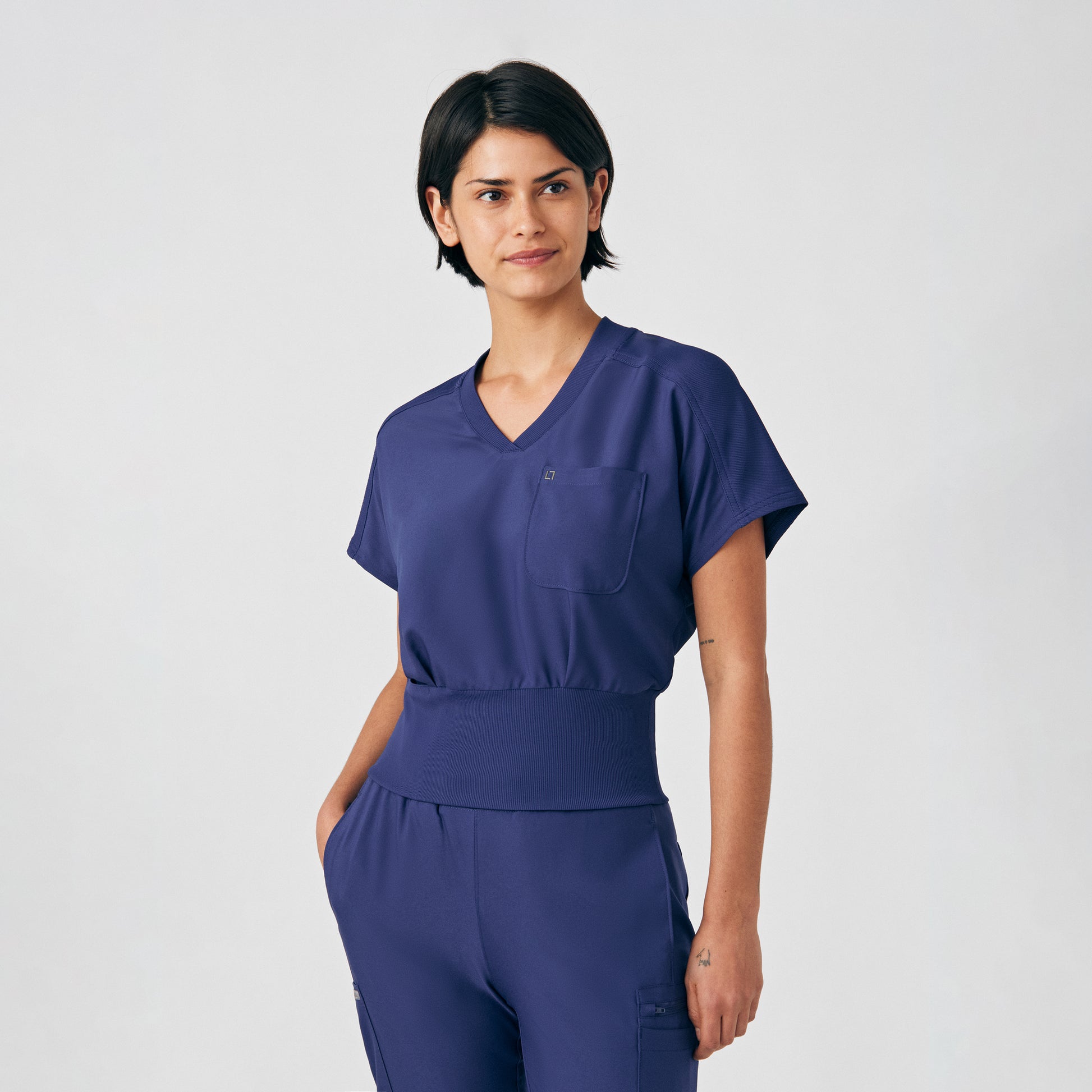 Forward LT123 Women's 2 Pocket V Neck Scrub Top Navy Image