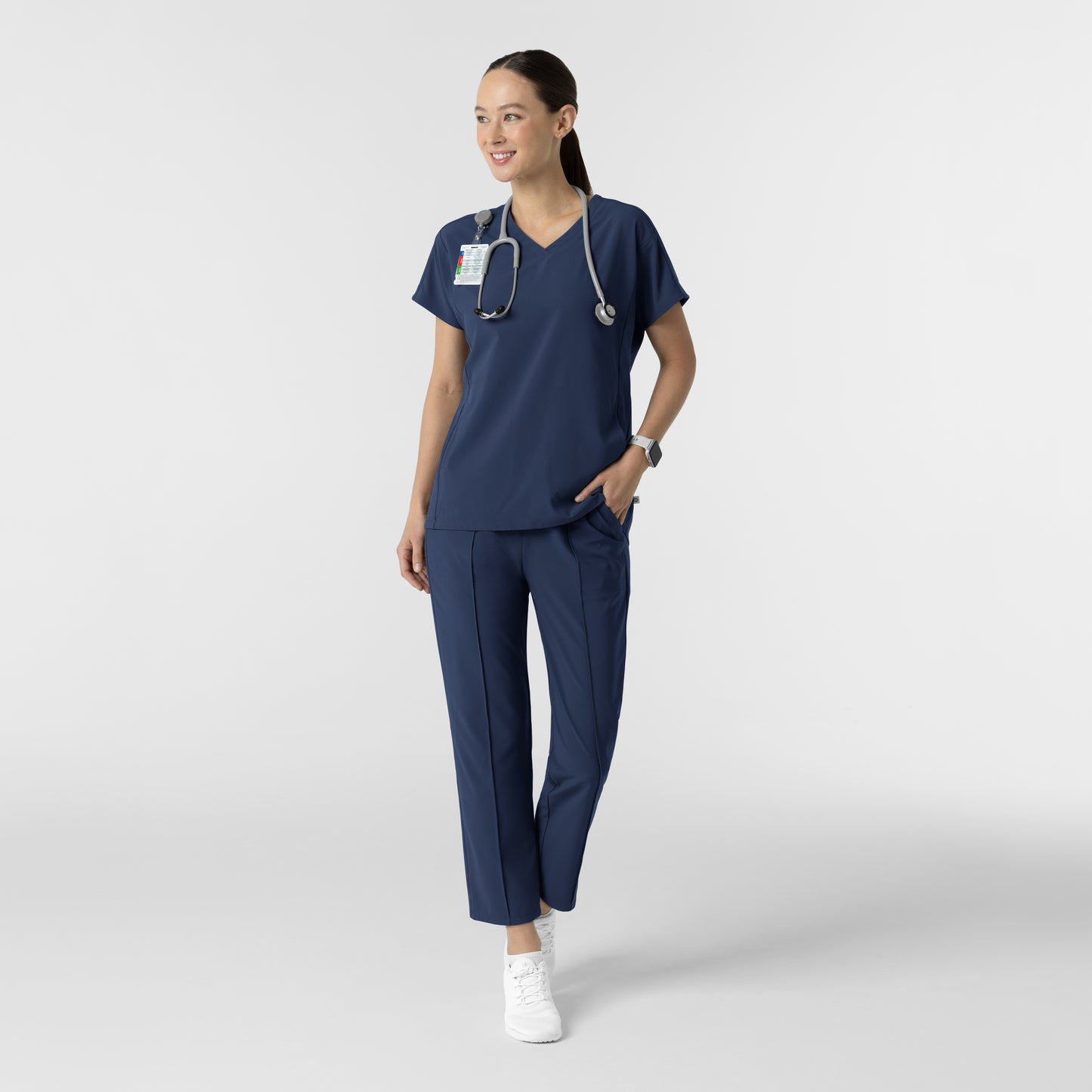 RENEW 5154 Women's Pintuck Scrub Pants Navy
