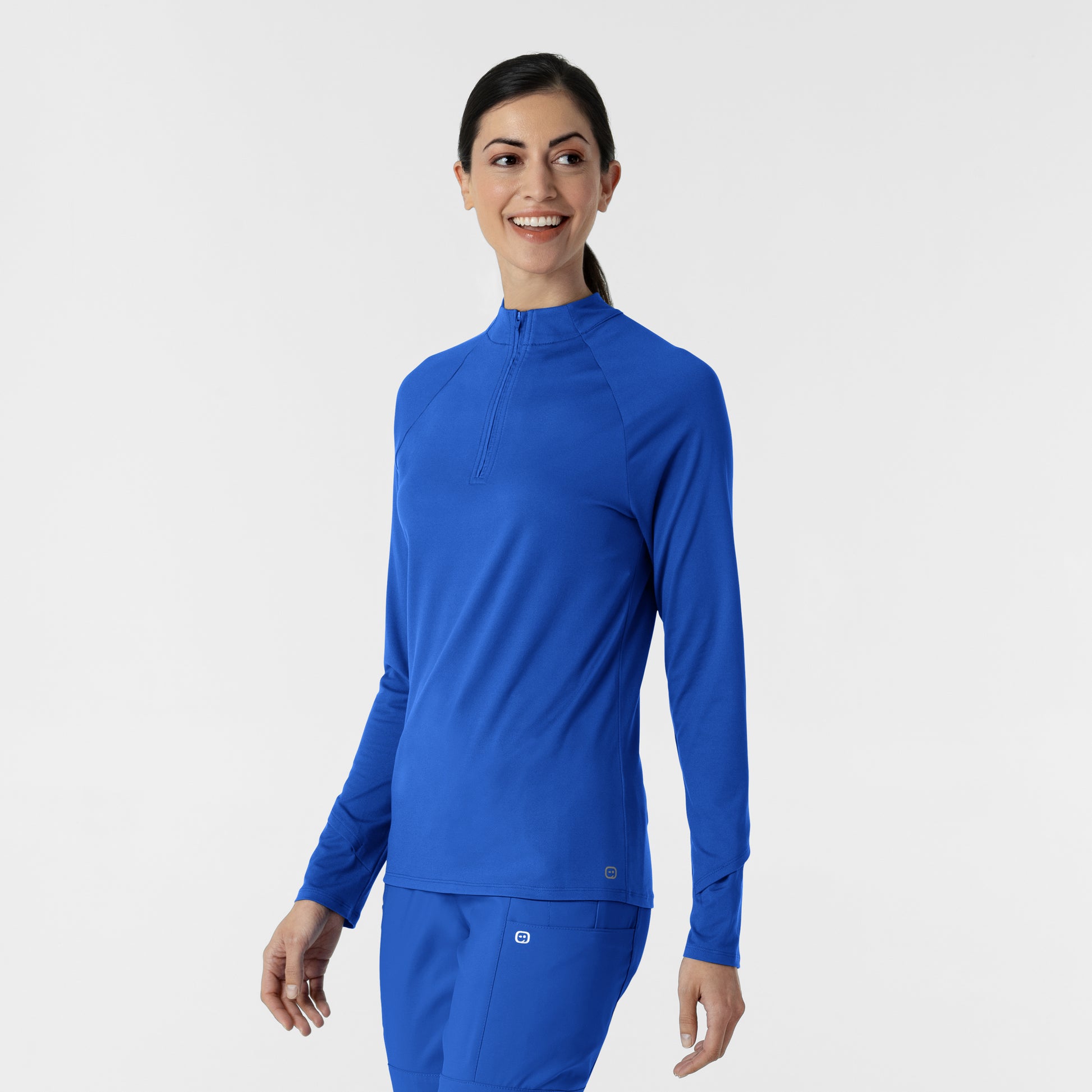 Layers 2239 Women's Watch Window Quarter Zip Scrub Top Royal