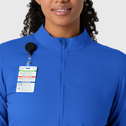 Boundless 8151 Warm Up Scrub Jacket Royal Model Image Left Side | Wink