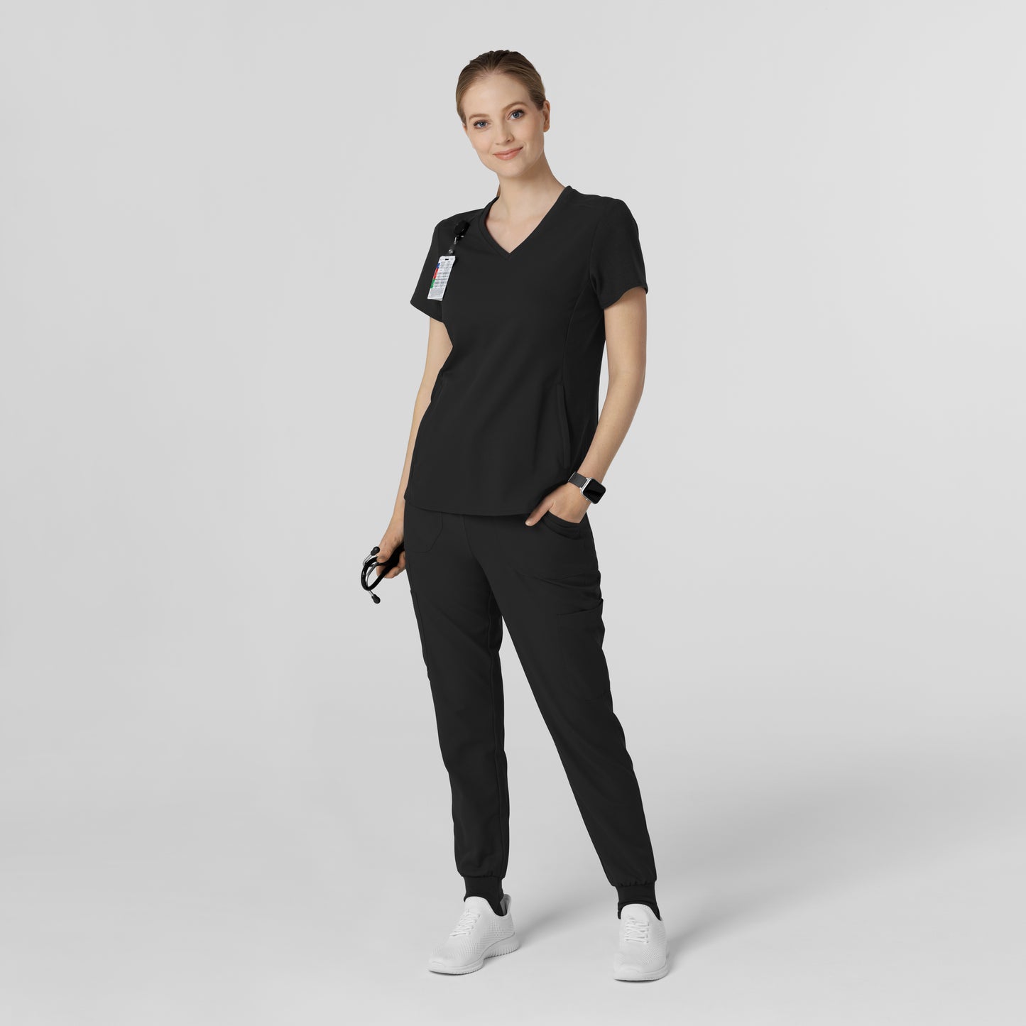 Thrive 5522 Convertible Stirrup Jogger Scrub Pants Black Model Image Alternate | Wink