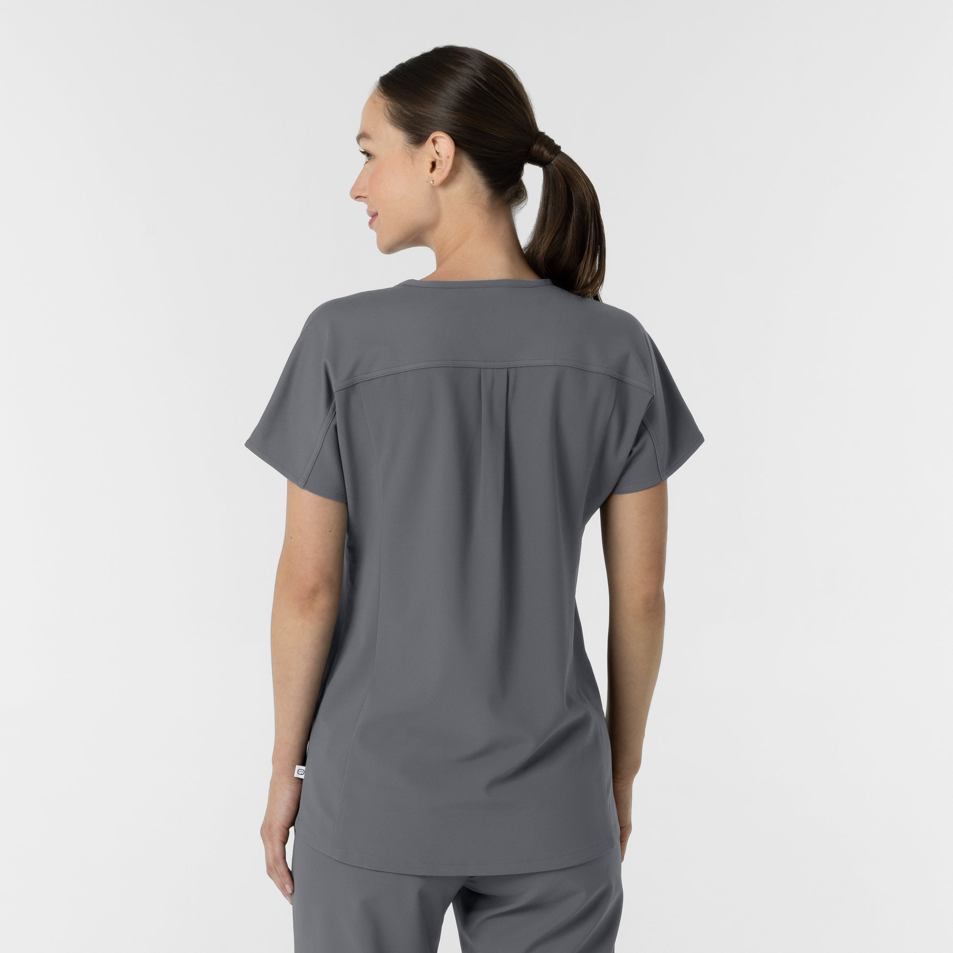 RENEW 6154 Women's V-Neck Tunic Scrub Top Pewter