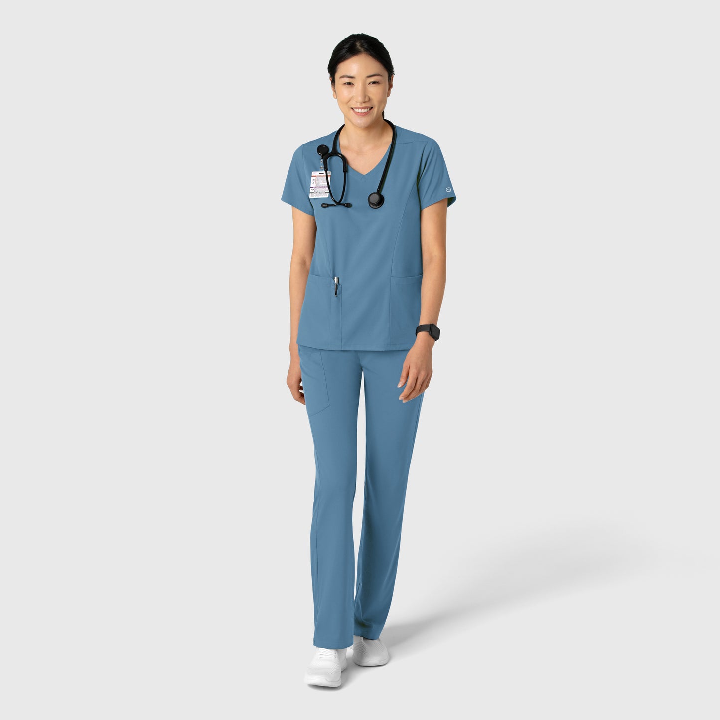 Boundless 6251 Women's 2-Pocket V-Neck Scrub Top Pacific Blue
