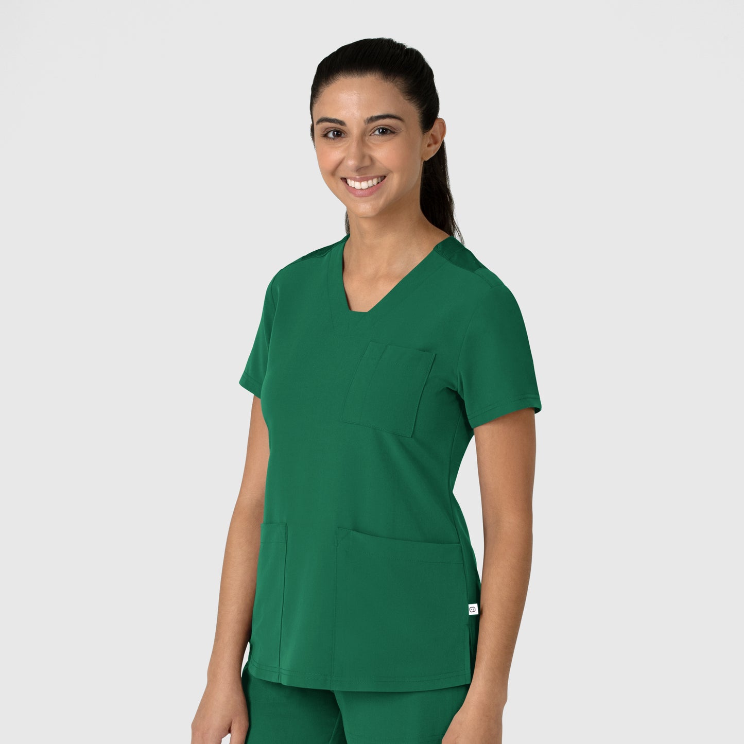 Nova 6132 Flex-n-Reach V-Neck Scrub Top Hunter Model Image Left Side | Wink