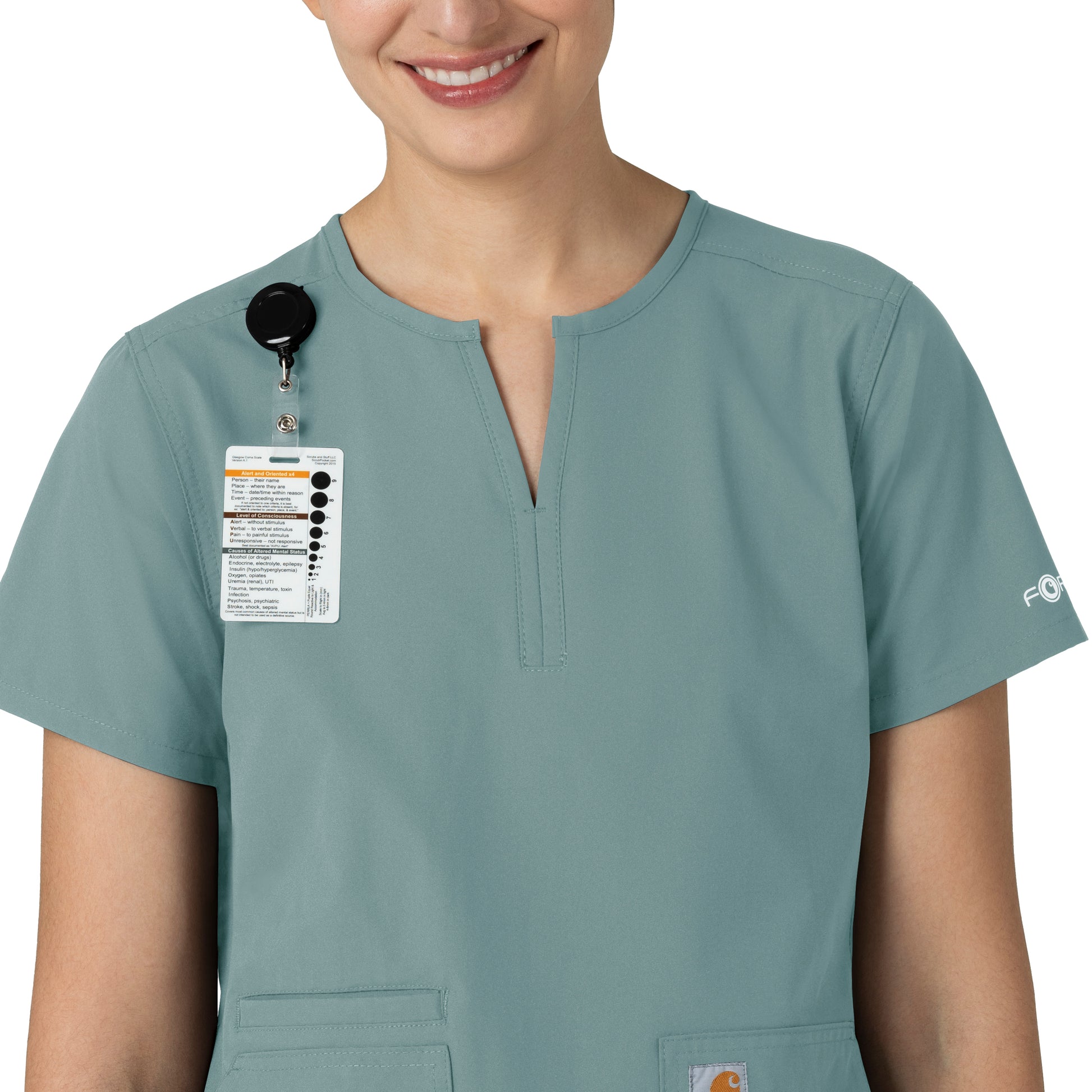 Force Essentials C12213 Notch Neck Tunic Scrub Top Summer Blue Model Image Alternate | Carhartt