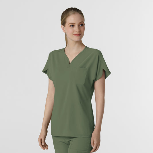 RENEW 6634 Dolman Scrub Top Olive Model Image Right Side | Wink