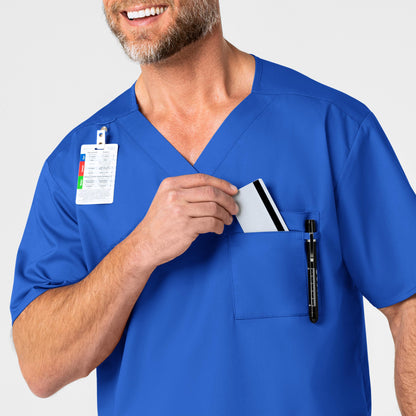 WonderWORK 103 Men's V-Neck Scrub Top Royal Model Image Alternate | Wink