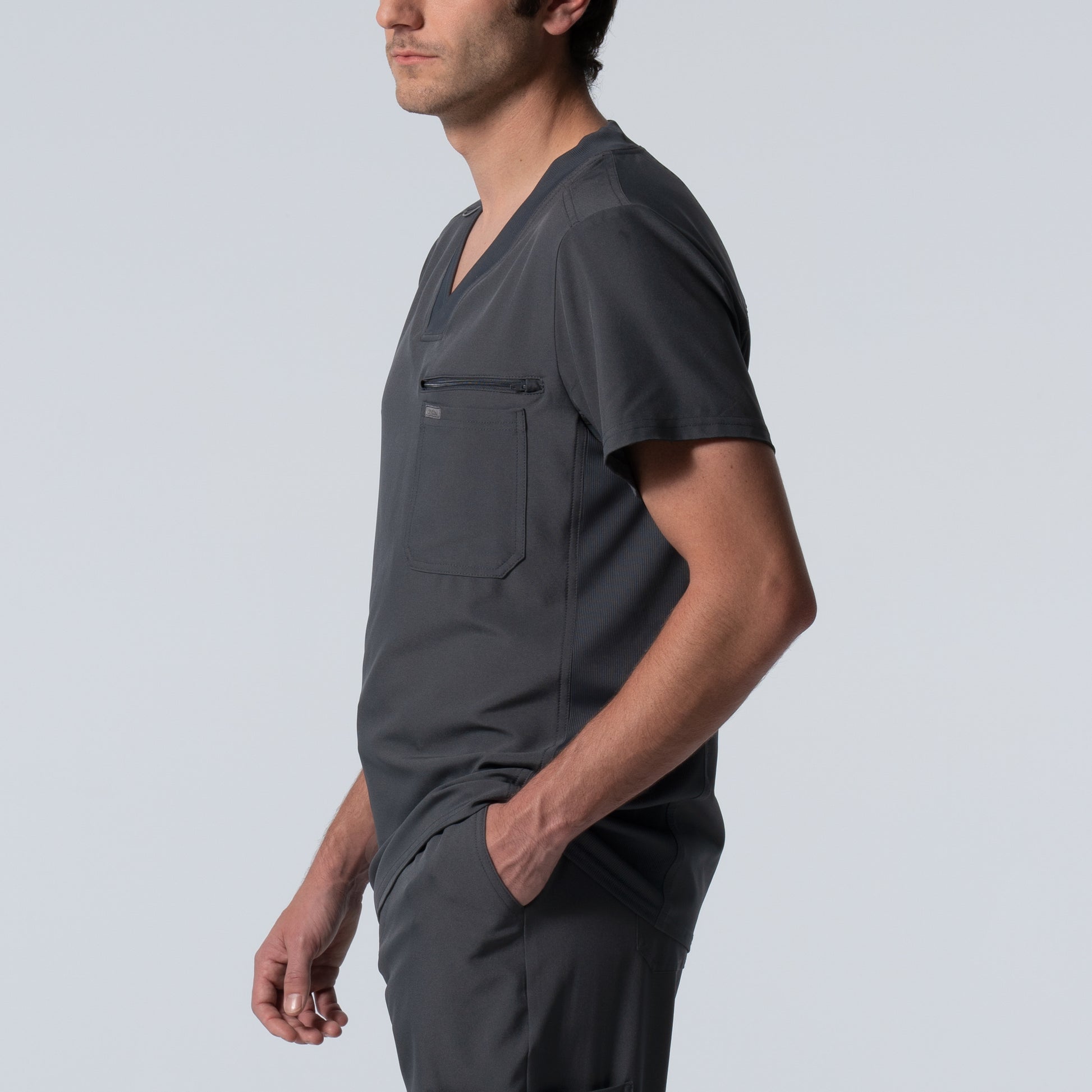 Forward LT111 Men's 2 Pocket V Neck Scrub Top Pewter Image