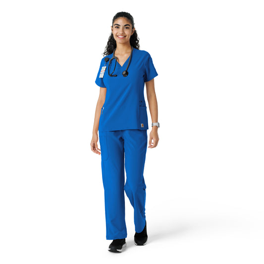 Force Cross-Flex C13310 Knit Panel Scrub Top Royal Model Image Front | Carhartt