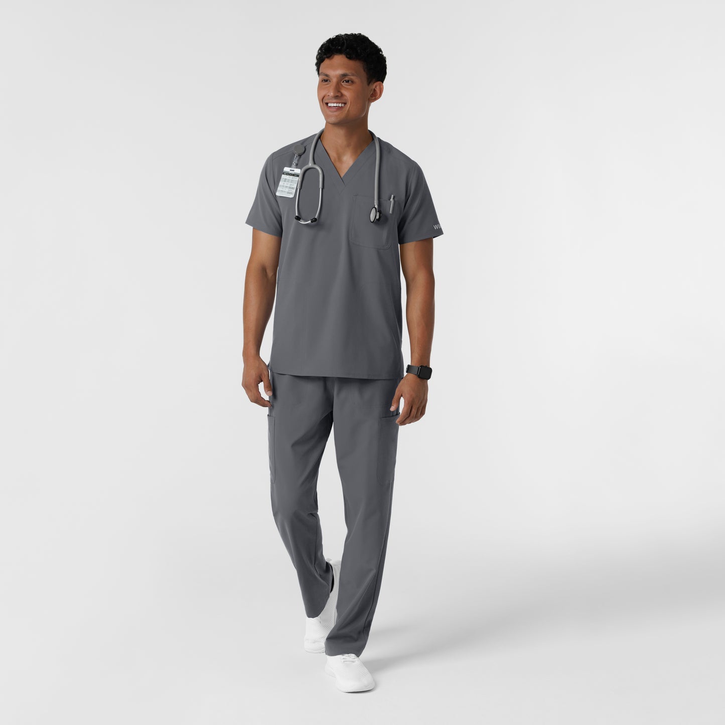 NURTUR 6380 Men's V-Neck Scrub Top Pewter