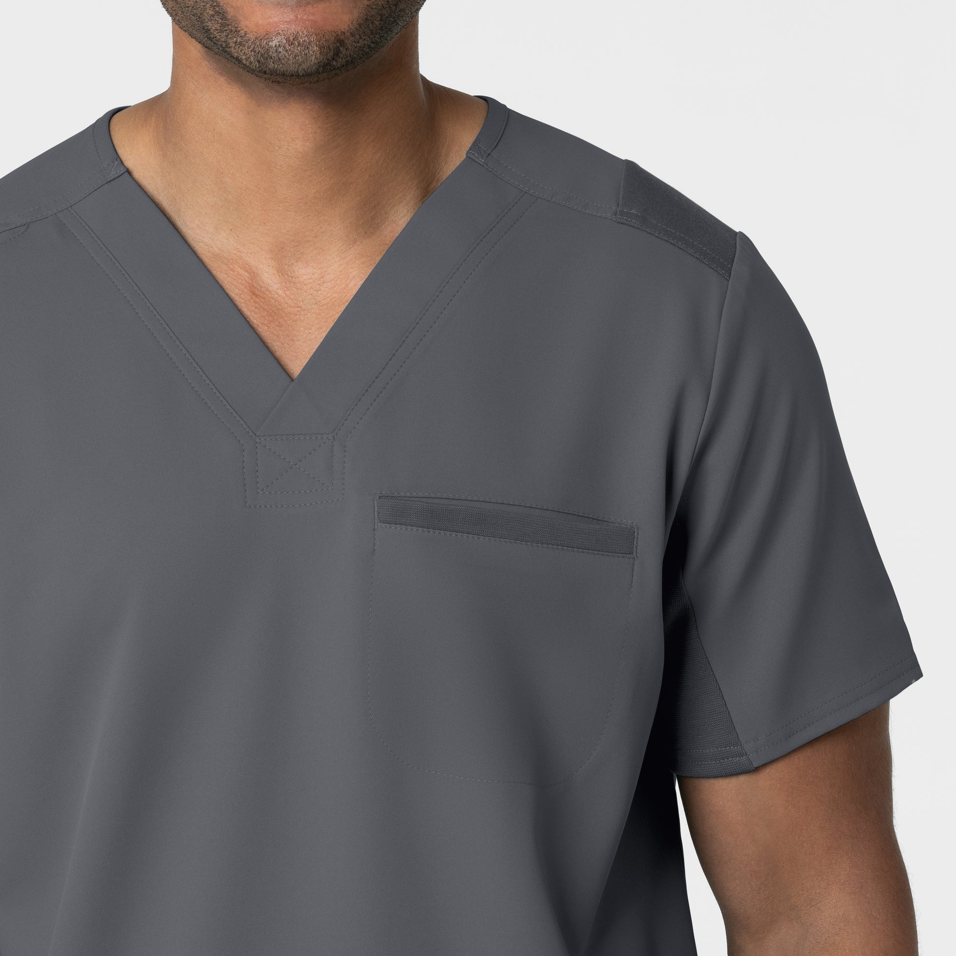 Thrive 6622 Men's Utility V-Neck Scrub Top Pewter Model Image Alternate | Wink