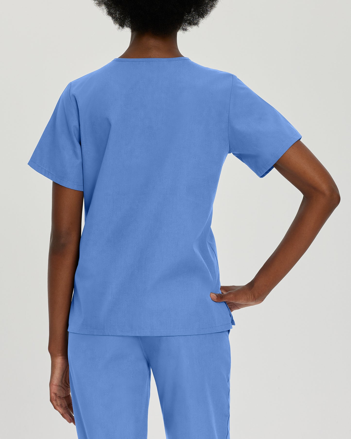 Essentials 8219 Women's 4 Pocket V Neck Scrub Top Ceil Blue Image