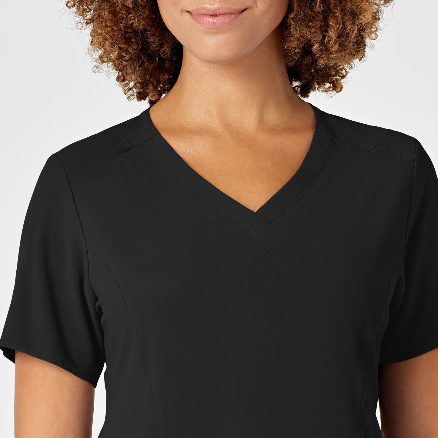 RENEW 6134 V-Neck Scrub Top Black Model Image Left Side | Wink