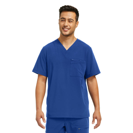 CRFT WT151 Men's 4 Pocket V Neck Scrub Top Royal Image