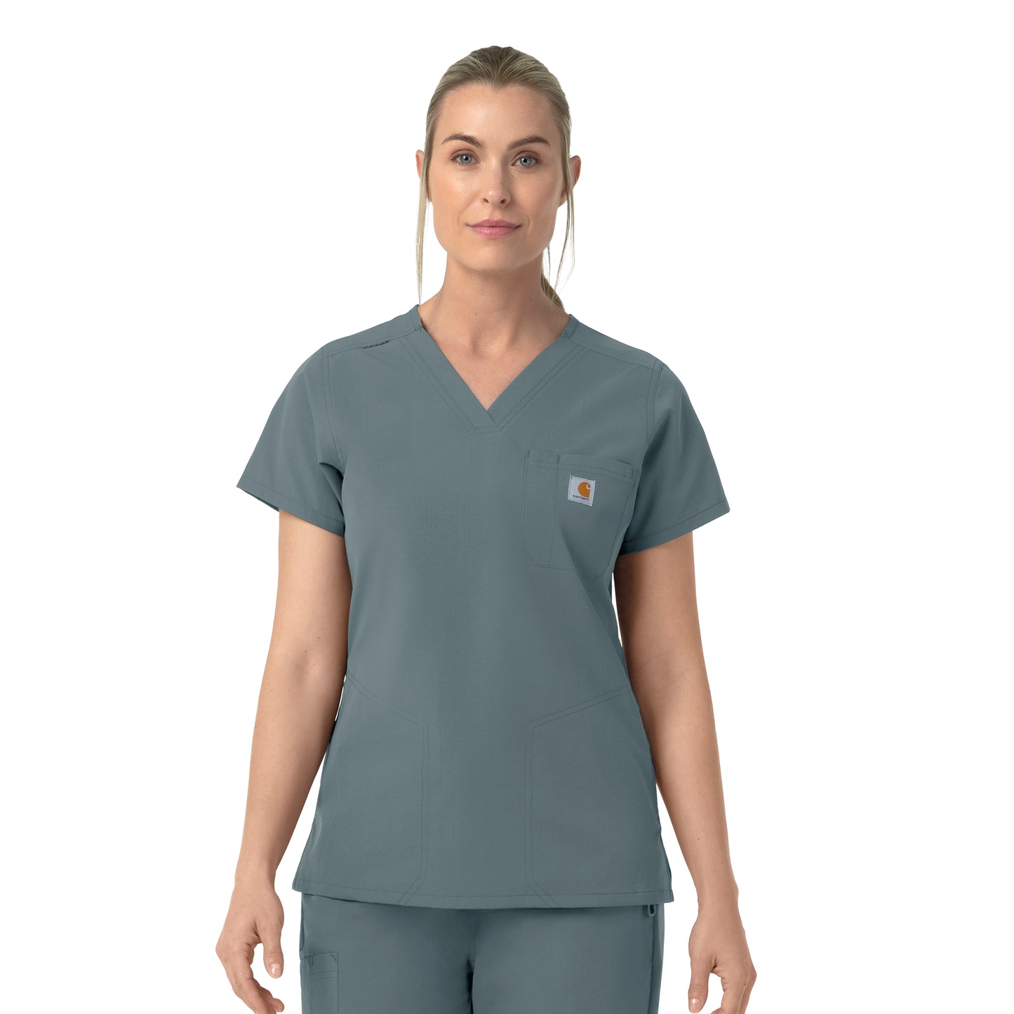 Rugged Flex C12239 Women's V-Neck Scrub Top Rolling Thunder