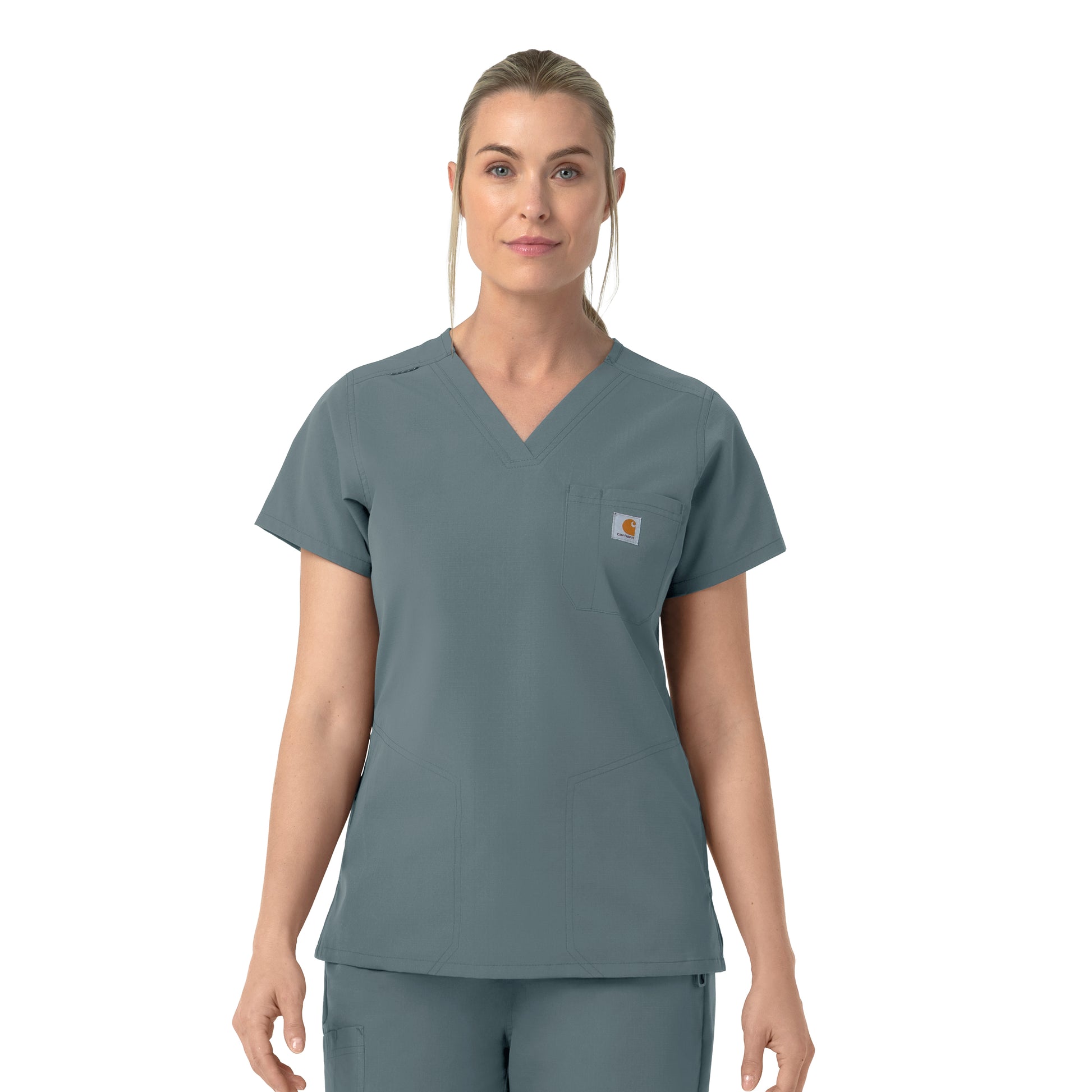 Rugged Flex C12239 Women's V-Neck Scrub Top Rolling Thunder