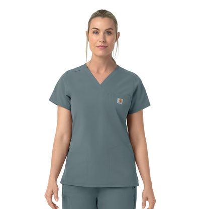 Rugged Flex C12239 Women's V-Neck Scrub Top Rolling Thunder