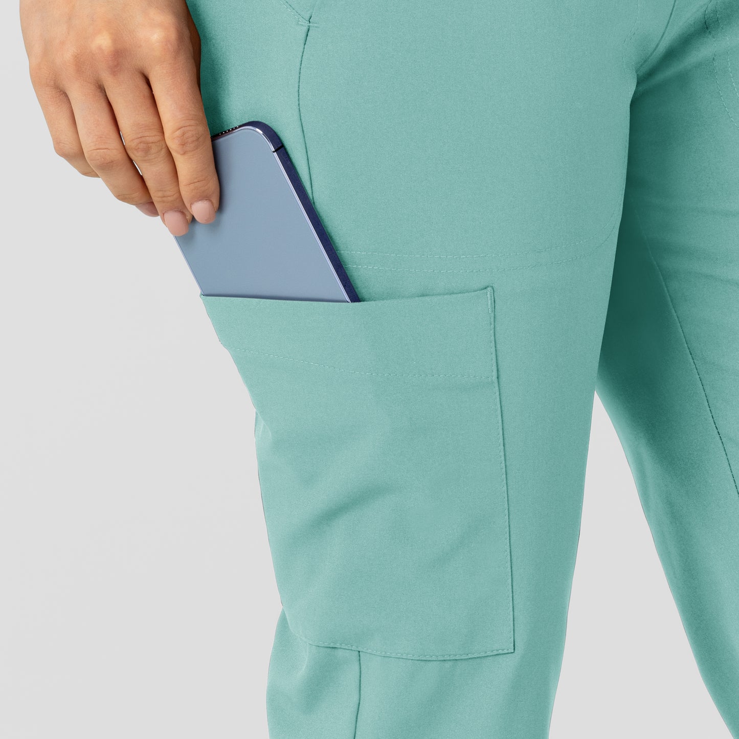 W123 5045 Flex-n-Reach Track Scrub Pants Turquoise Model Image Alternate | Wink