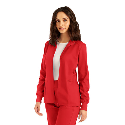 ProFlex LJ701 Women's 3 Pocket Scrub Jacket True Red Image